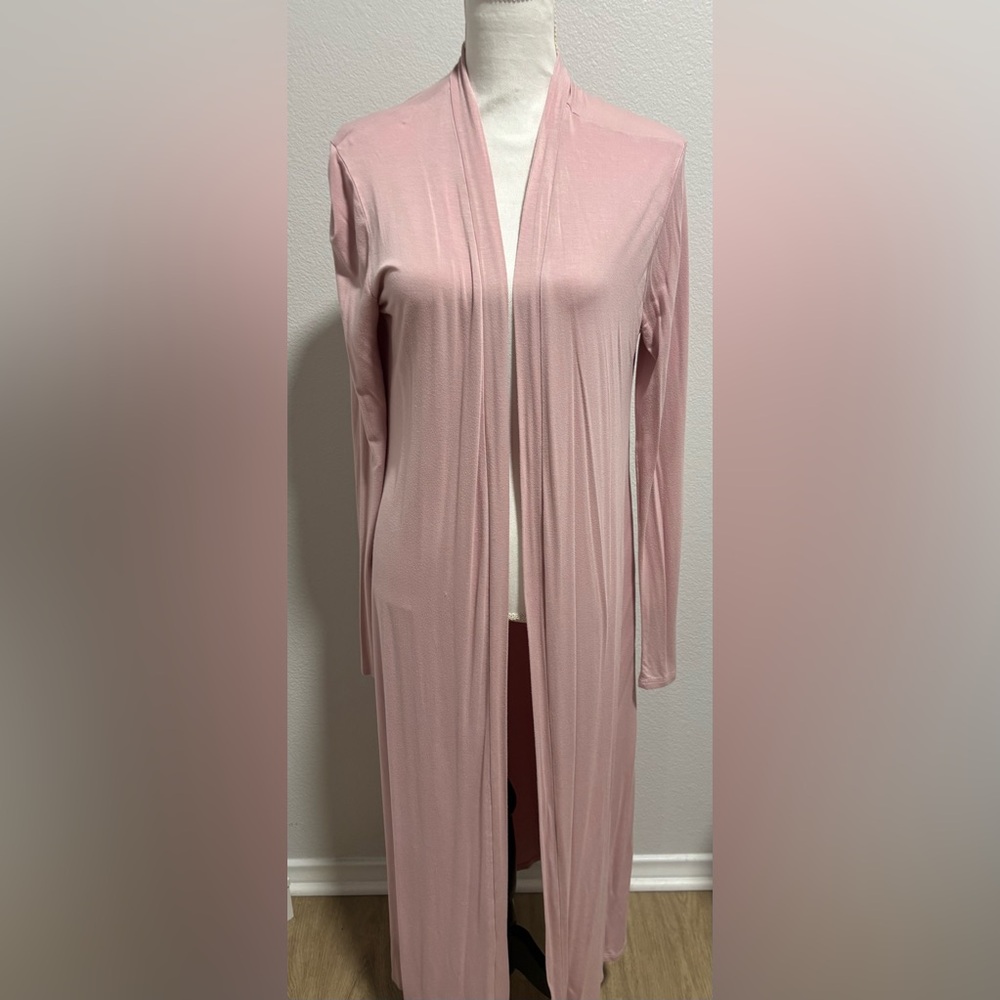 Fashion Nova Soft Pink Light Mauve Long Cardigan Maxi Length Jacket Size XL